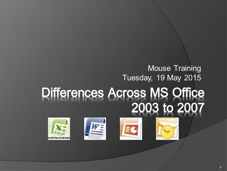 Mouse Training Tuesday, 19 May 2015 1.  New Vocabulary & Terms  New Visual Layout  Differences from Previous Version 2.