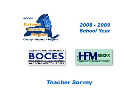 HFM SAN Distance Learning Project Teacher Survey 2008 – 2009 School Year... BOCES Distance Learning Program Quality Access Support.