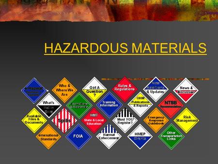HAZARDOUS MATERIALS. Hazardous materials can be silent killers. Almost every household and workplace has varying amounts of chemicals that, if spilled.
