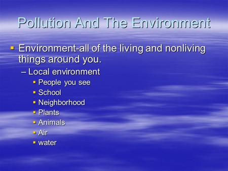 Pollution And The Environment