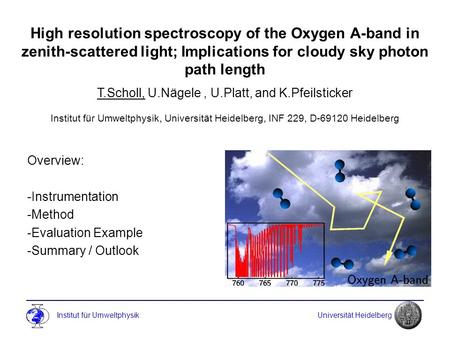 Institut für Umweltphysik Universität Heidelberg High resolution spectroscopy of the Oxygen A-band in zenith-scattered light; Implications for cloudy sky.