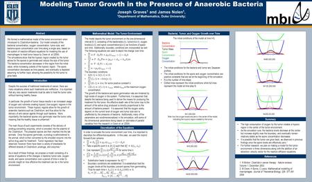TEMPLATE DESIGN © 2008 www.PosterPresentations.com Modeling Tumor Growth in the Presence of Anaerobic Bacteria Joseph Graves 1 and James Nolen 1, 1 Department.
