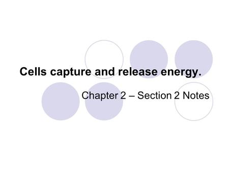 Cells capture and release energy. Chapter 2 – Section 2 Notes.