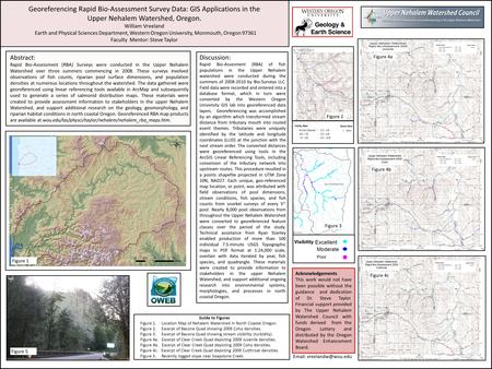 Georeferencing Rapid Bio-Assessment Survey Data: GIS Applications in the Upper Nehalem Watershed, Oregon. William Vreeland Earth and Physical Sciences.