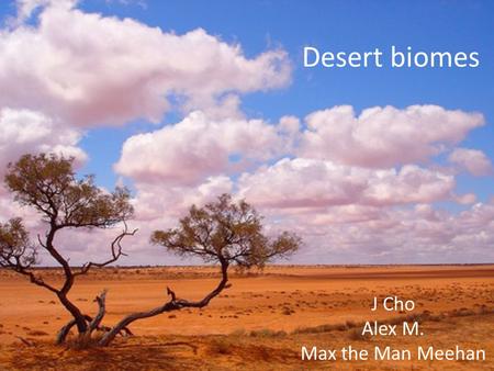 Desert biomes J Cho Alex M. Max the Man Meehan. Hot and Dry (Temp.) The temperatures in the hot and dry deserts are extreme because of the lack of humidity.