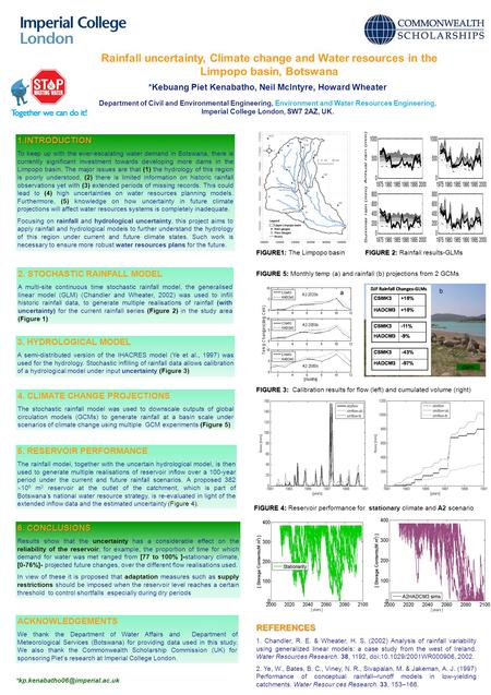 REFERENCES 1. Chandler, R. E. & Wheater, H. S. (2002) Analysis of rainfall variability using generalized linear models: a case study from the west of Ireland.