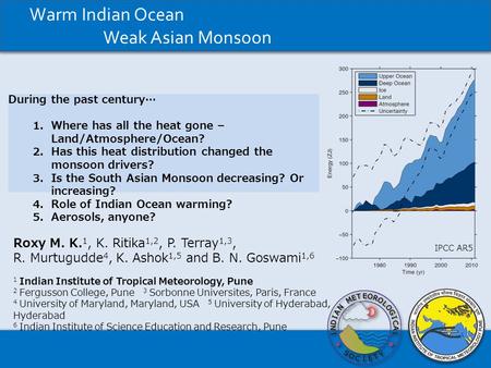 Warm Indian Ocean Weak Asian Monsoon