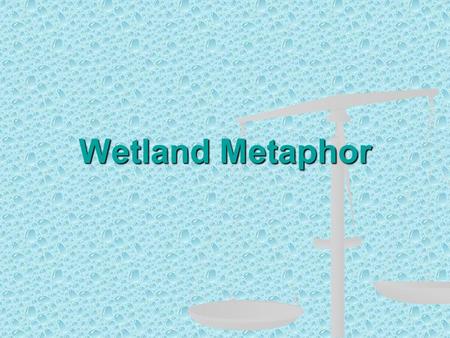 Wetland Metaphor. Define: Wetland A wetland is an area that is covered with water for a large part of the year.