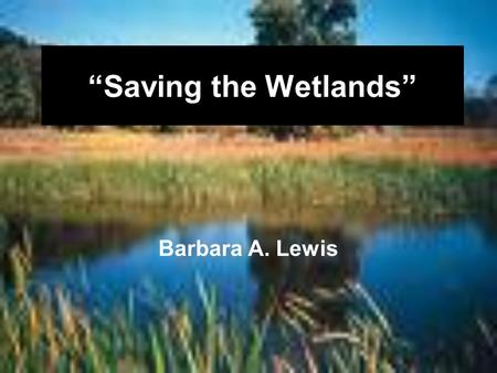 “Saving the Wetlands” Barbara A. Lewis.