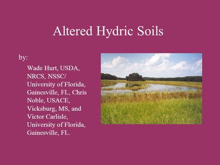 Altered Hydric Soils by: