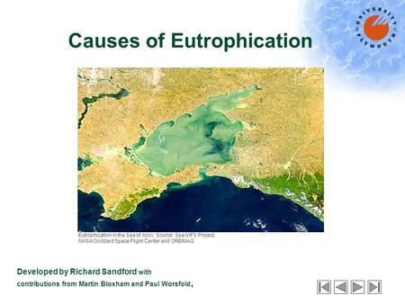 Causes of Eutrophication Developed by Richard Sandford with contributions from Martin Bloxham and Paul Worsfold, Eutrophication in the Sea of Azov. Source: