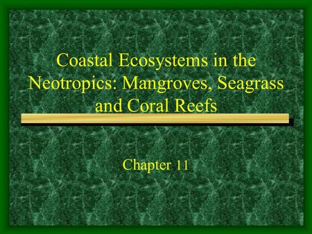 Coastal Ecosystems in the Neotropics: Mangroves, Seagrass and Coral Reefs Chapter 11.