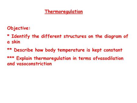 Thermoregulation Objective: