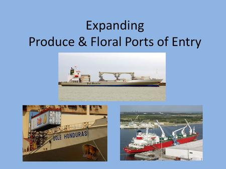 Expanding Produce & Floral Ports of Entry. Imported Fruits, Vegetables, & Floral Products U.S. consumers expect a wide variety and year- round supplies.