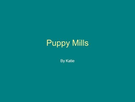 Puppy Mills By Katie. Puppy mills are little farms that breed dogs. That’s all they do. In puppy mills, the dogs don’t get exercise, food, water, treats,