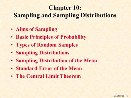 Chapter 10: Sampling and Sampling Distributions