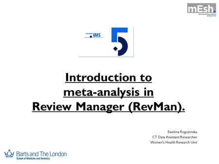Introduction to meta-analysis in Review Manager (RevMan).