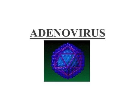 ADENOVIRUS. DNA viruses first isolated from adenoidal tissue in 1953.
