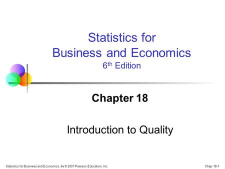 Chapter 18 Introduction to Quality