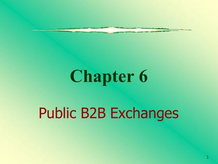 Chapter 6 Public B2B Exchanges