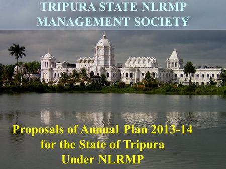 1 Proposals of Annual Plan 2013-14 for the State of Tripura Under NLRMP TRIPURA STATE NLRMP MANAGEMENT SOCIETY.