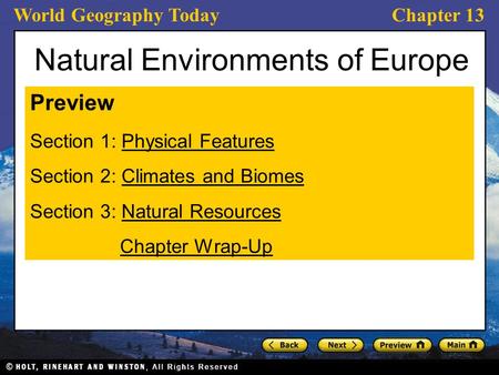 Natural Environments of Europe