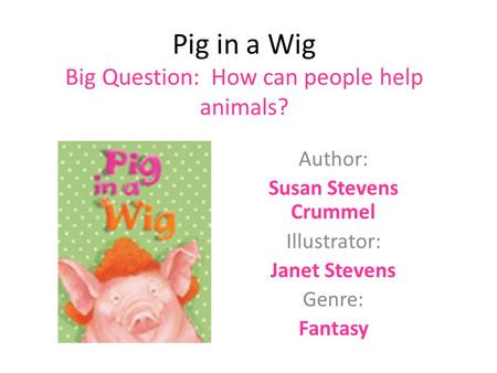 Pig in a Wig Big Question: How can people help animals?
