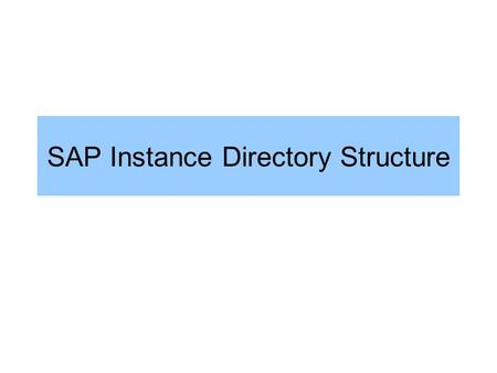 SAP Instance Directory Structure. SAP Instance /usr/sap/ / SYS/ profile exe/run global / work log data.