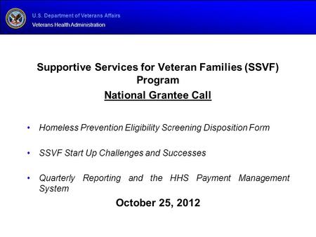 Supportive Services for Veteran Families (SSVF) Program