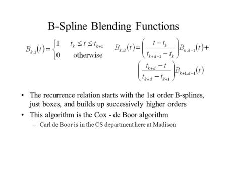 B-Spline Blending Functions