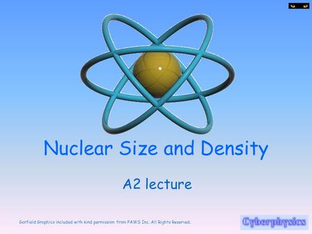 Garfield Graphics included with kind permission from PAWS Inc. All Rights Reserved. Nuclear Size and Density A2 lecture.