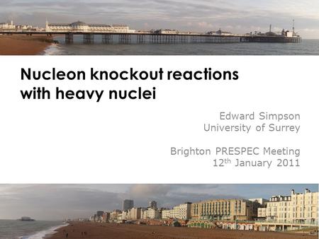 Nucleon knockout reactions with heavy nuclei Edward Simpson University of Surrey Brighton PRESPEC Meeting 12 th January 2011.