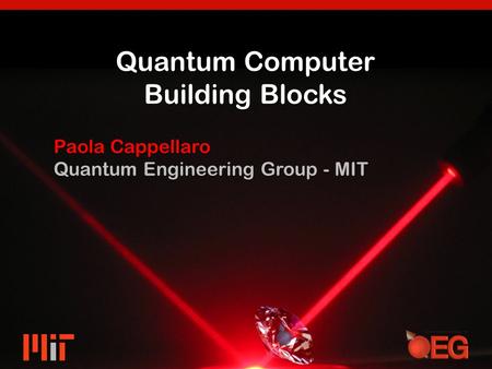 Quantum Computer Building Blocks Paola Cappellaro Quantum Engineering Group - MIT.