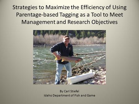 Strategies to Maximize the Efficiency of Using Parentage-based Tagging as a Tool to Meet Management and Research Objectives By Carl Stiefel Idaho Department.