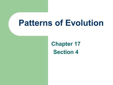 Patterns of Evolution Chapter 17 Section 4.