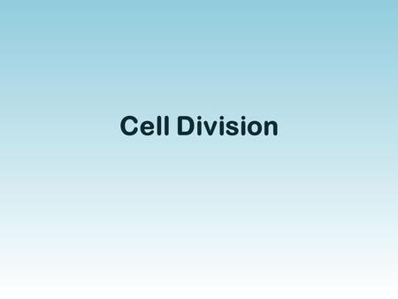 Cell Division. Division of the Cell C hapter 10 When a living thing grows, what happens to its cells? Does an animal get larger because its cells increase.