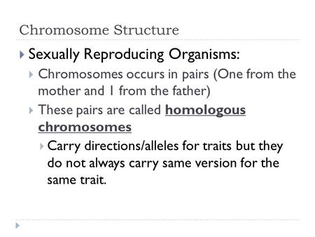 Sexually Reproducing Organisms: