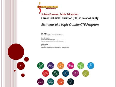 1. C AREER T ECHNICAL E DUCATION 2008-2012 California State Plan for Career Technical Education Career Technical Education in Solano County Implementation.