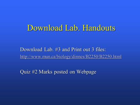 Download Lab. Handouts Download Lab. #3 and Print out 3 files: