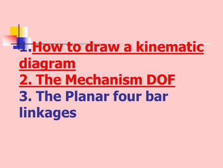 How to draw a kinematic diagram 2. The Mechanism DOF 3