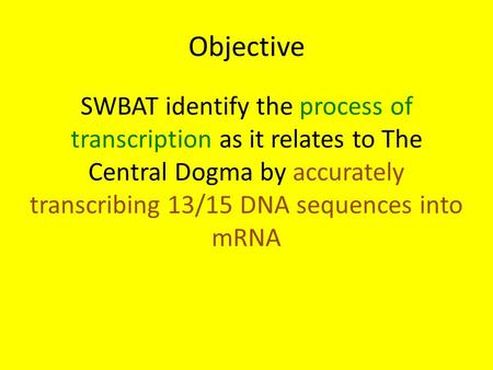 Todays Objective We Will Be Able To Transcribe And