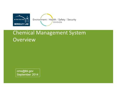 Chemical Management System Overview September 2014.