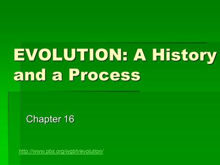 EVOLUTION: A History and a Process Chapter 16