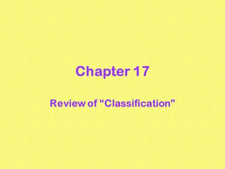 Review of “Classification”