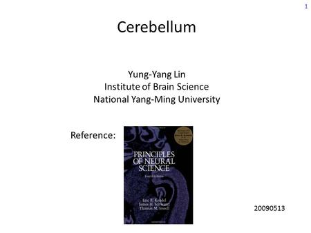 Cerebellum Yung-Yang Lin Institute of Brain Science National Yang-Ming University Reference: 20090513.