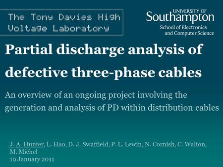 Partial discharge analysis of defective three-phase cables An overview of an ongoing project involving the generation and analysis of PD within distribution.
