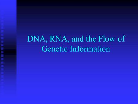DNA, RNA, and the Flow of Genetic Information. Nucleic Acid Structure What structural features do DNA and RNA share? What structural features do DNA and.