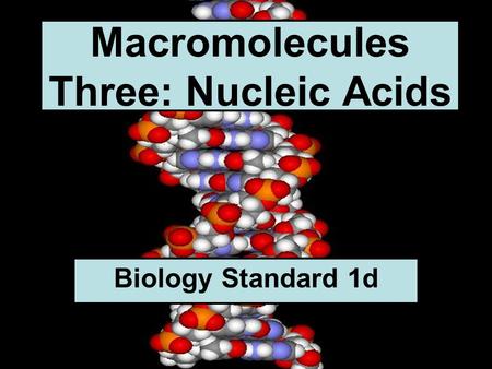 Macromolecules Three: Nucleic Acids Biology Standard 1d.