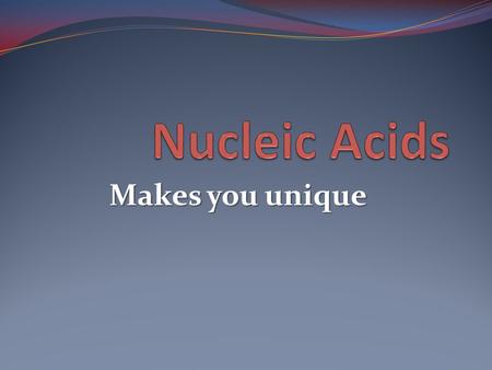 Nucleic Acids Makes you unique.