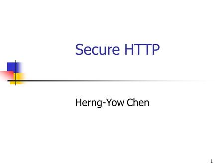 1 Secure HTTP Herng-Yow Chen. 2 Outline When digest authentication is not strong enough? How a more complicated technology secures HTTP transactions from.